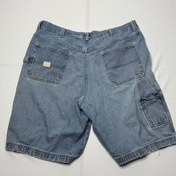 Vintage Painter’s W40 Carpenter Denim Shorts Light Wash Y2K Workwear - Picture 2 of 4